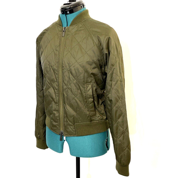Vince Quilted Bomber Jacket Olive green Nylon Size Extra Small XS - Picture 5 of 12
